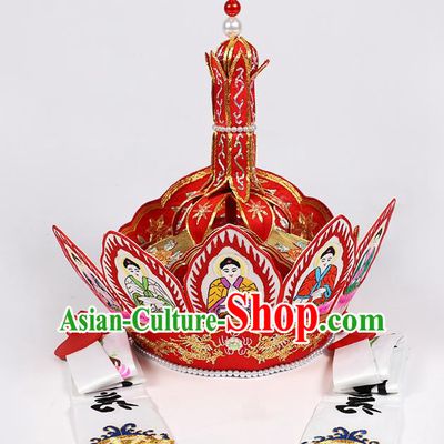 Traditional Chinese Monk Red Hats Buddhism Headwear for Men