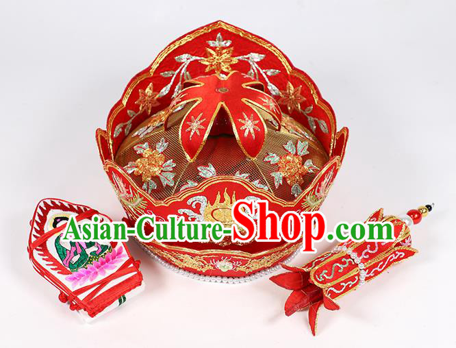 Traditional Chinese Monk Red Hats Buddhism Headwear for Men Traditional Chinese Monk Red Hats Buddhism Headwear for Men