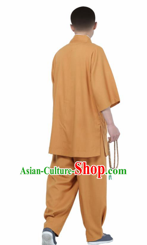 Traditional Chinese Monk Costume Meditation Khaki Shirt and Pants for Men Traditional Chinese Monk Costume Meditation Khaki Shirt and Pants for Men
