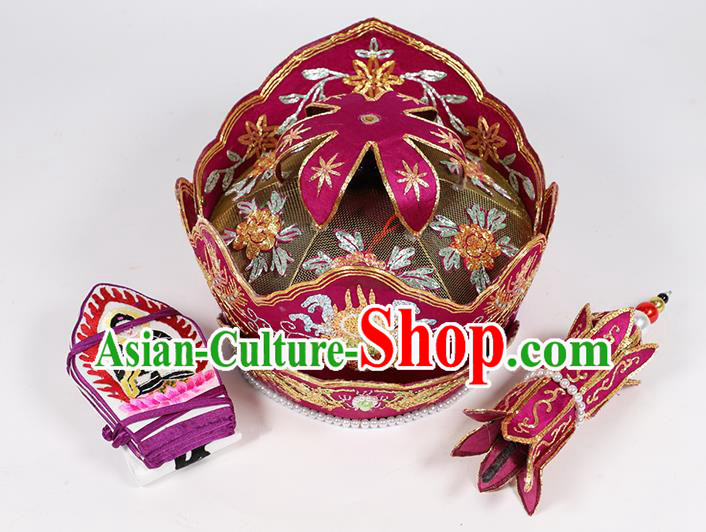 Traditional Chinese Monk Purple Hats Buddhism Headwear for Men Traditional Chinese Monk Purple Hats Buddhism Headwear for Men