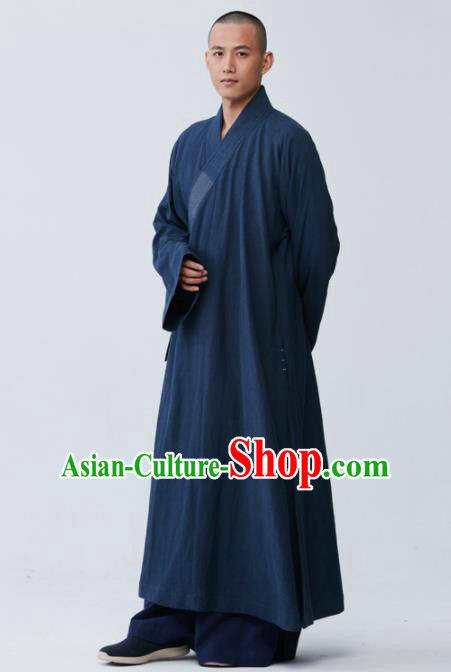 Traditional Chinese Monk Costume Navy Long Gown for Men Traditional Chinese Monk Costume Navy Long Gown for Men