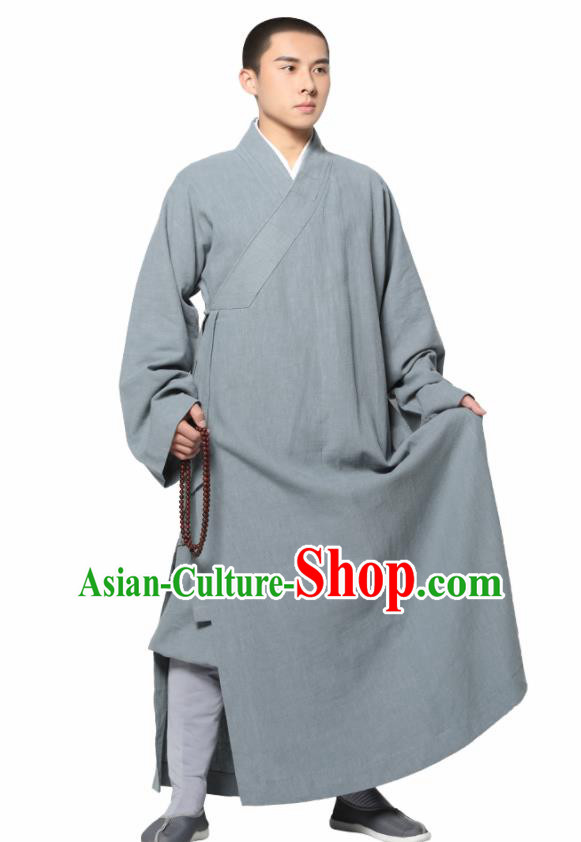 Traditional Chinese Monk Costume Grey Ramie Long Gown for Men Traditional Chinese Monk Costume Grey Ramie Long Gown for Men