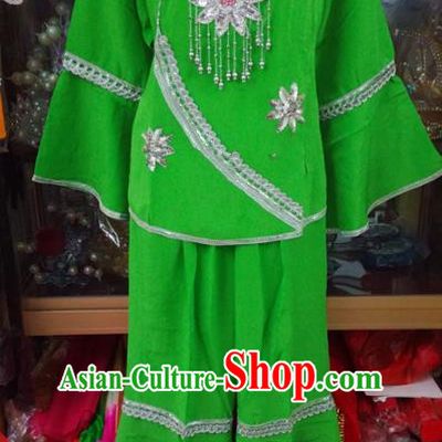 Chinese Traditional Beijing Opera Costume Peking Opera Folk Dance Green Clothing for Adults