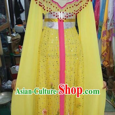 Chinese Traditional Beijing Opera Diva Costume Peking Opera Young Lady Yellow Dress for Adults