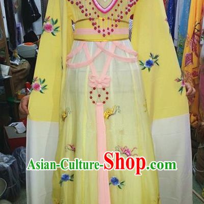 Chinese Traditional Beijing Opera Actress Costume Peking Opera Princess Yellow Dress for Adults