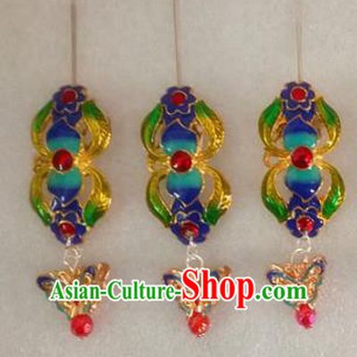 Chinese Traditional Beijing Opera Hair Accessories Peking Opera Blueing Butterfly Hairpins for Adults