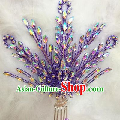Chinese Traditional Beijing Opera Hair Accessories Peking Opera Princess Purple Phoenix Hairpins for Adults