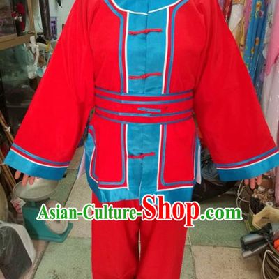 Chinese Traditional Beijing Opera Costume Peking Opera Female Prisoner Red Clothing for Adults