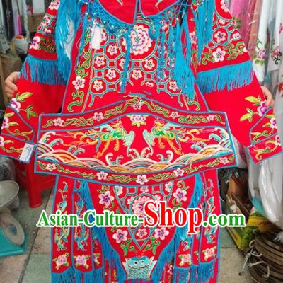 Chinese Traditional Beijing Opera Costume Peking Opera Female General Red Clothing for Kids