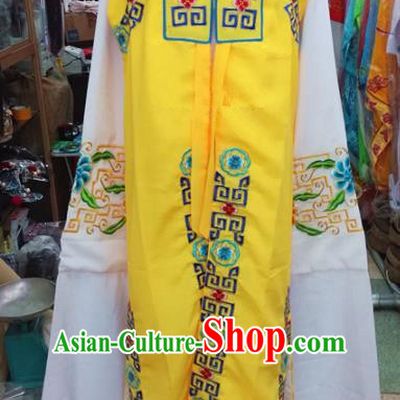 Chinese Traditional Beijing Opera Old Gentleman Costume Peking Opera Embroidered Yellow Clothing for Adults