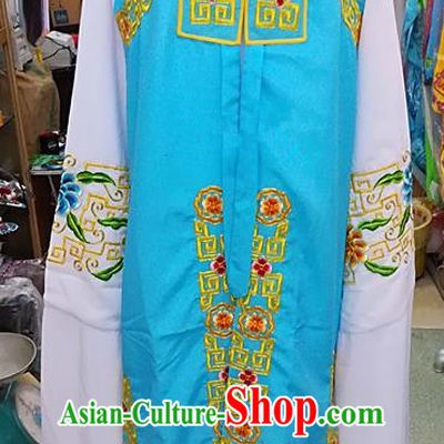 Chinese Traditional Beijing Opera Old Gentleman Costume Peking Opera Embroidered Blue Clothing for Adults