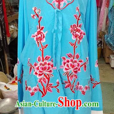 Chinese Traditional Beijing Opera Tsingyi Costume Peking Opera Actress Blue Dress for Adults