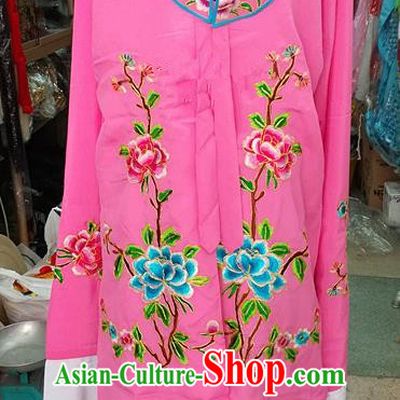 Chinese Traditional Beijing Opera Tsingyi Costume Peking Opera Actress Embroidered Peony Pink Dress for Adults