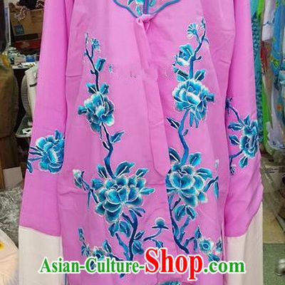 Chinese Traditional Beijing Opera Tsingyi Costume Peking Opera Actress Embroidered Peony Lilac Dress for Adults