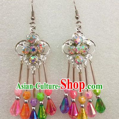 Chinese Traditional Beijing Opera Earrings Peking Opera Actress Colorful Eardrop for Adults