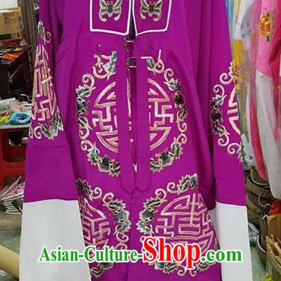 Chinese Traditional Beijing Opera Old Female Purple Dress Peking Opera Landlord Shiva Costume for Adults