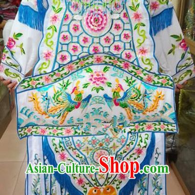 Chinese Traditional Beijing Opera Female General White Clothing Peking Opera Actress Costume for Adults