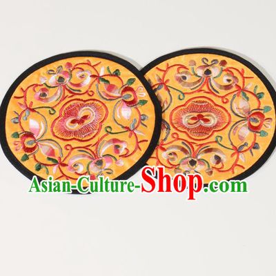 Chinese Traditional Household Accessories Classical Embroidered Yellow Brocade Teacup Mat