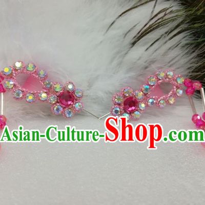 Chinese Traditional Beijing Opera Actress Hair Accessories Ancient Princess Pink Hairpins for Adults