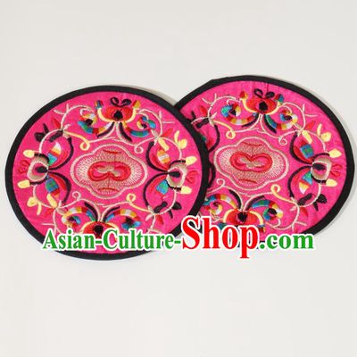 Chinese Traditional Household Accessories Classical Embroidered Rosy Brocade Teacup Mat