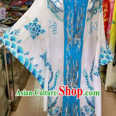 Chinese Traditional Beijing Opera Queen Blue Dress Peking Opera Actress Costume for Adults