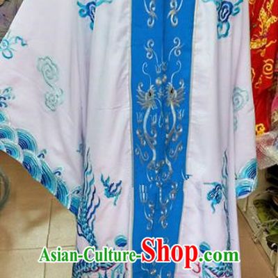 Chinese Traditional Beijing Opera Emperor Costume Peking Opera Niche Blue Robe for Adults