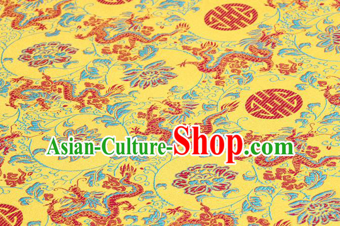 Chinese Traditional Dragons Pattern Yellow Brocade Desk Cloth Classical Satin Household Ornament Table Cover Chinese Traditional Dragons Pattern Yellow Brocade Desk Cloth Classical Satin Household Ornament Table Cover