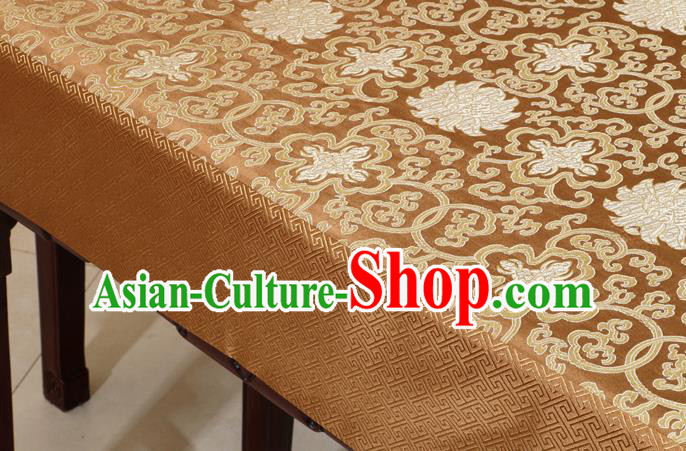 Chinese Traditional Lotus Pattern Bronze Brocade Desk Cloth Classical Satin Household Ornament Table Cover Chinese Traditional Lotus Pattern Bronze Brocade Desk Cloth Classical Satin Household Ornament Table Cover
