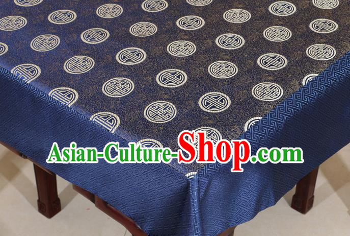 Chinese Traditional Longevity Pattern Navy Brocade Desk Cloth Classical Satin Household Ornament Table Cover Chinese Traditional Longevity Pattern Navy Brocade Desk Cloth Classical Satin Household Ornament Table Cover