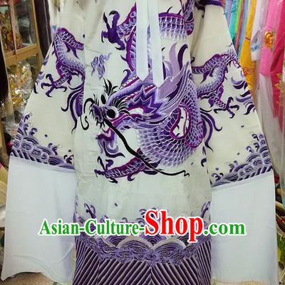 Chinese Traditional Beijing Opera Minister Costume Peking Opera Old Gentleman Purple Embroidered Robe for Adults