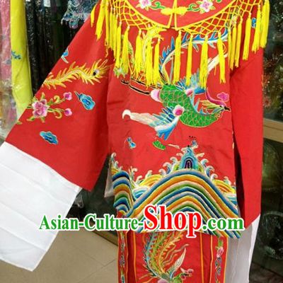 Chinese Traditional Beijing Opera Queen Red Dress Peking Opera Actress Wedding Costume for Adults