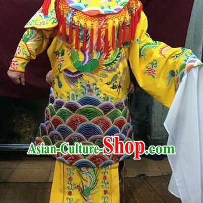 Chinese Traditional Beijing Opera Queen Yellow Water Sleeve Dress Peking Opera Actress Costume for Adults