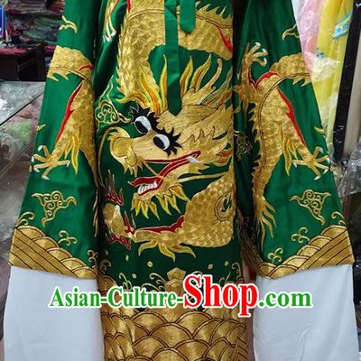 Chinese Traditional Beijing Opera Prime Minister Costume Peking Opera Chancellor Green Embroidered Robe for Adults