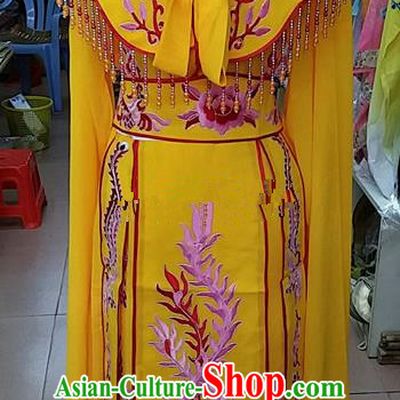 Chinese Traditional Beijing Opera Princess Golden Embroidered Dress Peking Opera Actress Costume for Adults