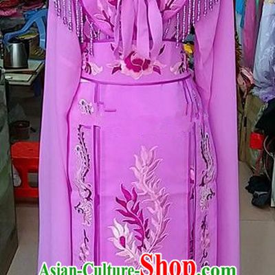 Chinese Traditional Beijing Opera Princess Lilac Embroidered Dress Peking Opera Actress Costume for Adults