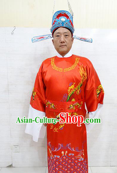 Chinese Traditional Beijing Opera Scholar Red Robe Peking Opera Bridegroom Costume for Adults Chinese Traditional Beijing Opera Scholar Red Robe Peking Opera Bridegroom Costume for Adults