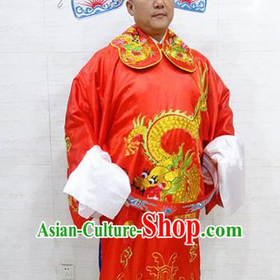 Chinese Traditional Beijing Opera Niche Red Robe Peking Opera Bridegroom Costume for Adults