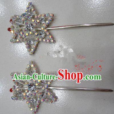 Chinese Traditional Beijing Opera Diva Crystal Hexagon Hairpins Princess Hair Clip Hair Accessories for Adults