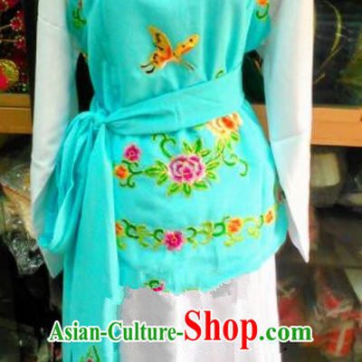 Chinese Traditional Beijing Opera Maidservants Green Dress Peking Opera Young Lady Costume for Adults