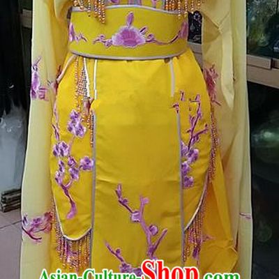 Chinese Traditional Beijing Opera Actress Princess Yellow Dress Peking Opera Peri Costume for Adults