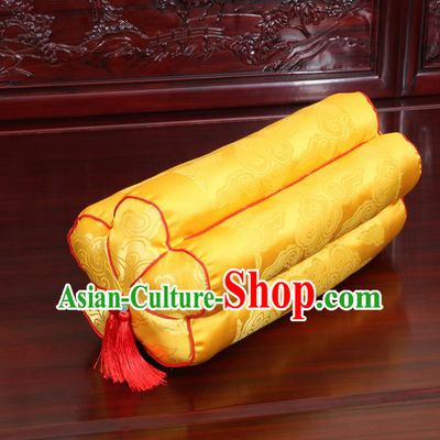 Chinese Traditional Household Accessories Classical Cloud Pattern Golden Brocade Plum Blossom Pillow