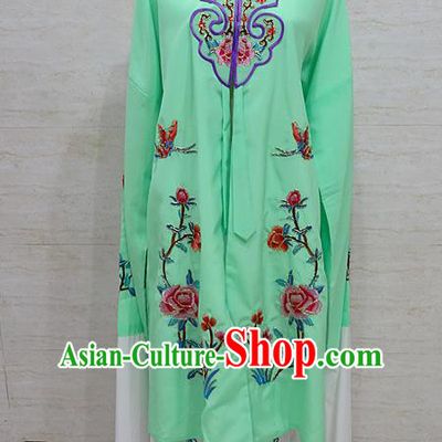 Chinese Traditional Beijing Opera Embroidered Peony Green Dress Peking Opera Diva Costume for Adults