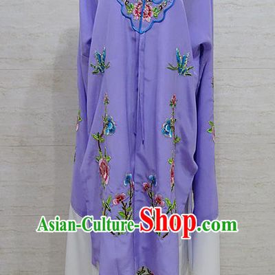 Chinese Traditional Beijing Opera Embroidered Peony Purple Dress Peking Opera Diva Costume for Adults