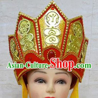 Chinese Traditional Beijing Opera Monk Hat Ancient Buddhism Headwear for Adults