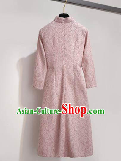Chinese Traditional Tang Suit Costume Pink Qipao Dress Cheongsam for Women Chinese Traditional Tang Suit Costume Pink Qipao Dress Cheongsam for Women