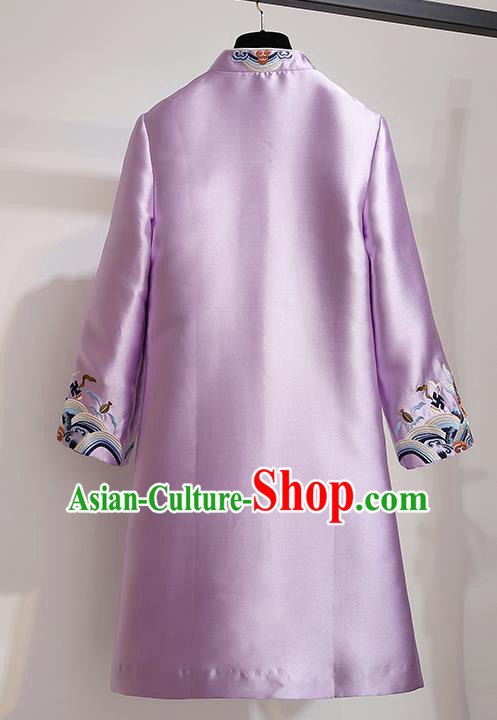 Chinese Traditional Tang Suit Costume Purple Satin Qipao Dress Cheongsam for Women Chinese Traditional Tang Suit Costume Purple Satin Qipao Dress Cheongsam for Women
