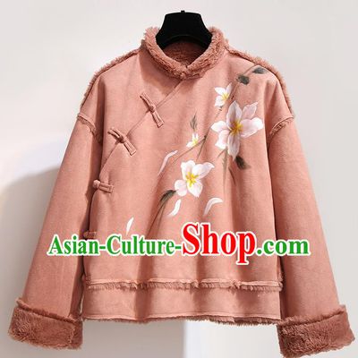 Chinese Traditional Costume Tang Suit Cotton Wadded Jacket Cheongsam Upper Outer Garment for Women