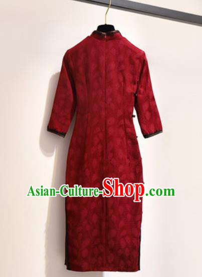 Chinese Traditional Tang Suit Costume Red Qipao Dress Cheongsam for Women Chinese Traditional Tang Suit Costume Red Qipao Dress Cheongsam for Women