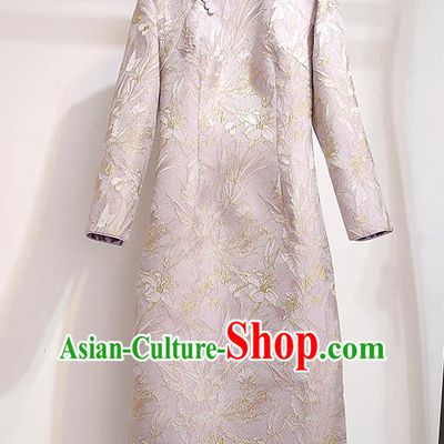 Chinese Traditional Costume Tang Suit Qipao Dress Pink Cheongsam for Women