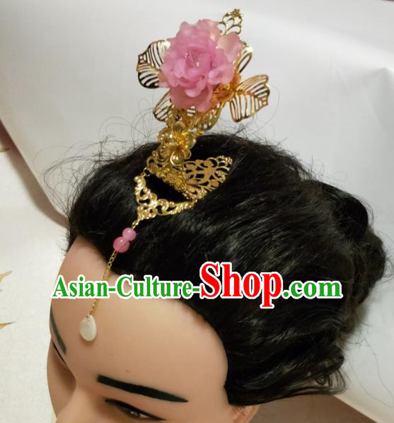 Chinese Traditional Hair Accessories Ancient Princess Pink Peony Frontlet for Women Chinese Traditional Hair Accessories Ancient Princess Pink Peony Frontlet for Women